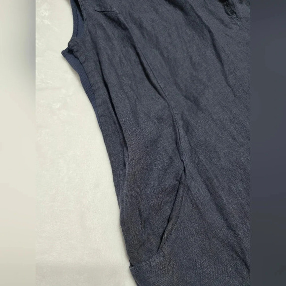 Lina Tomei Linen Shift Dress w/ Hand Beaded Neckline, Made in Italy, EUC! - Picture 9 of 11